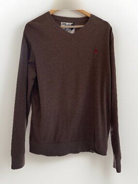 Volcom Stone Mens Large Slider 2 Vneck Lightweight Pullover Brown Sweater XL